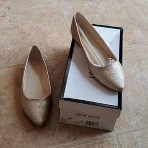 Nine West gold glitter flats